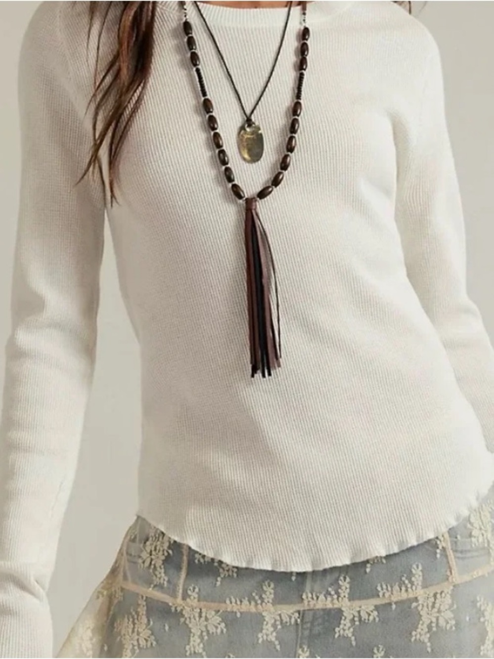Free People We The Free Easy Does it Long Sleeve Tee - White S
